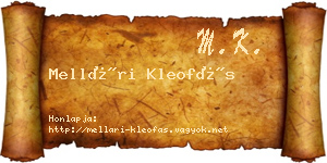 Mellári Kleofás névjegykártya
